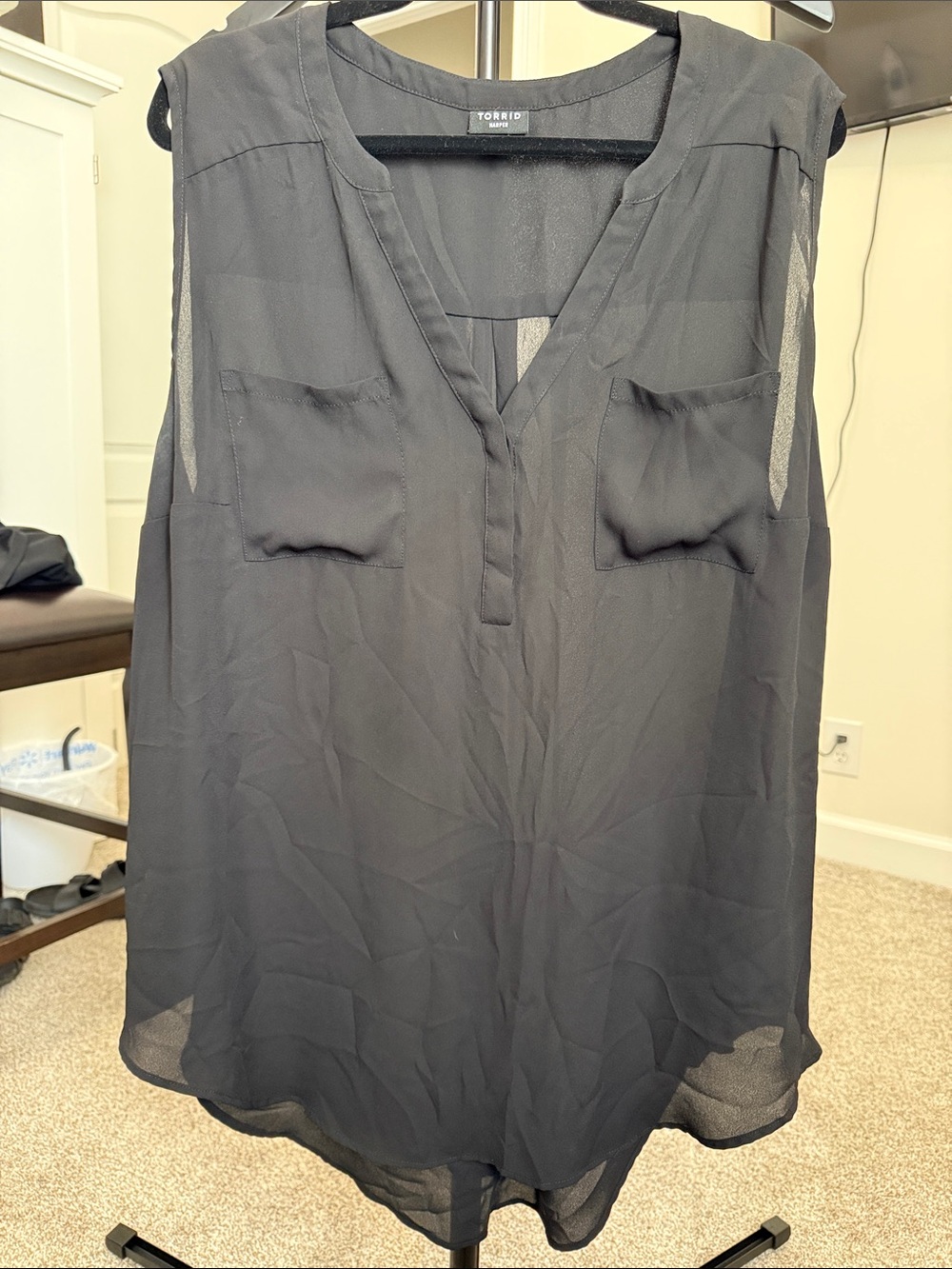 torrid Black Sleeveless V-Neck Chiffon Cami